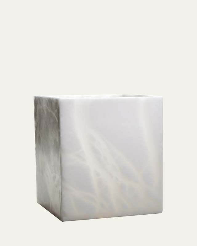 Alisa Alabaster Wastebasket, White